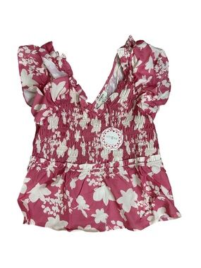 Umgee Rose-Pink Floral Smocked Top